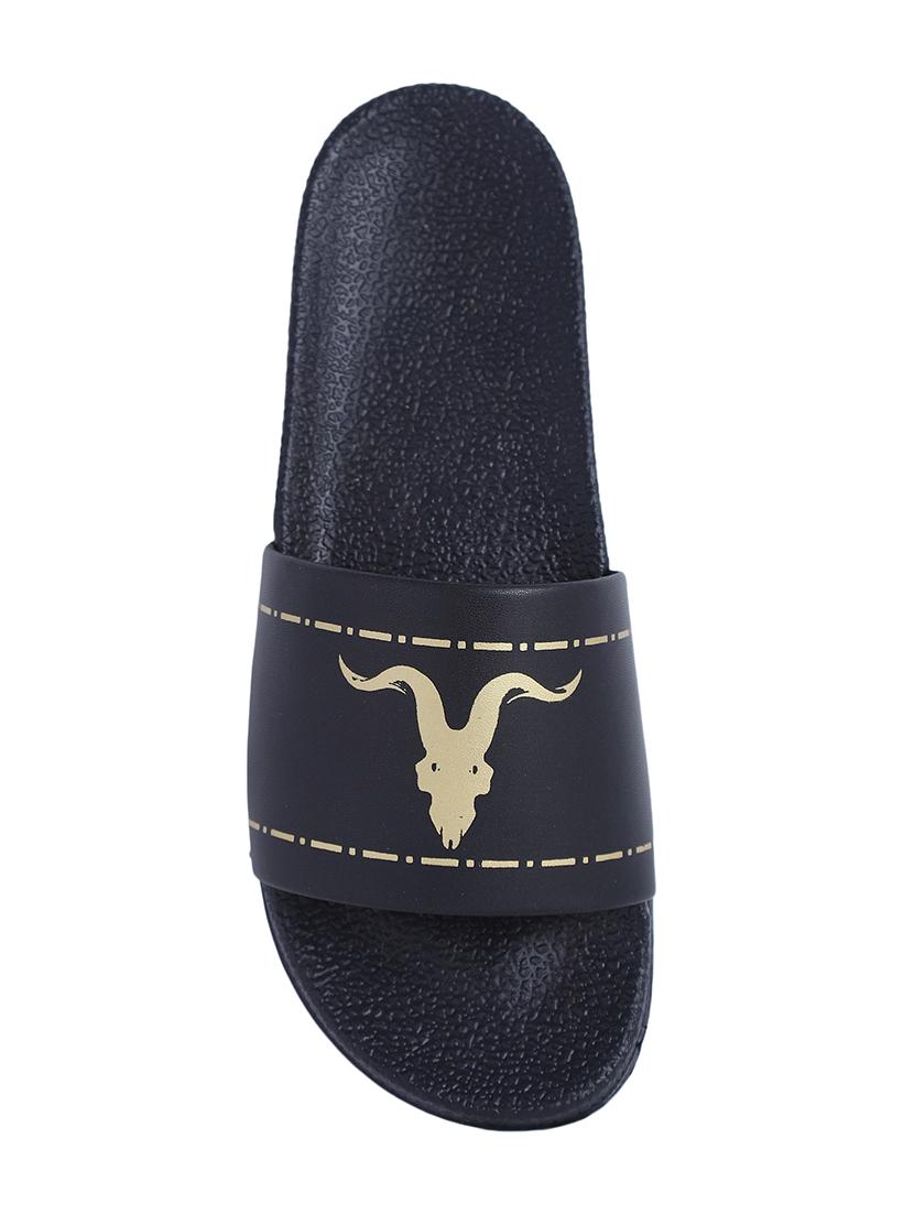 black leatherette slip on flip flops - 16781047 - Zoom Image - 4