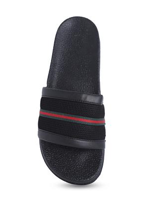 black leatherette slip on flip flops - 16781063 - Standard Image - 4
