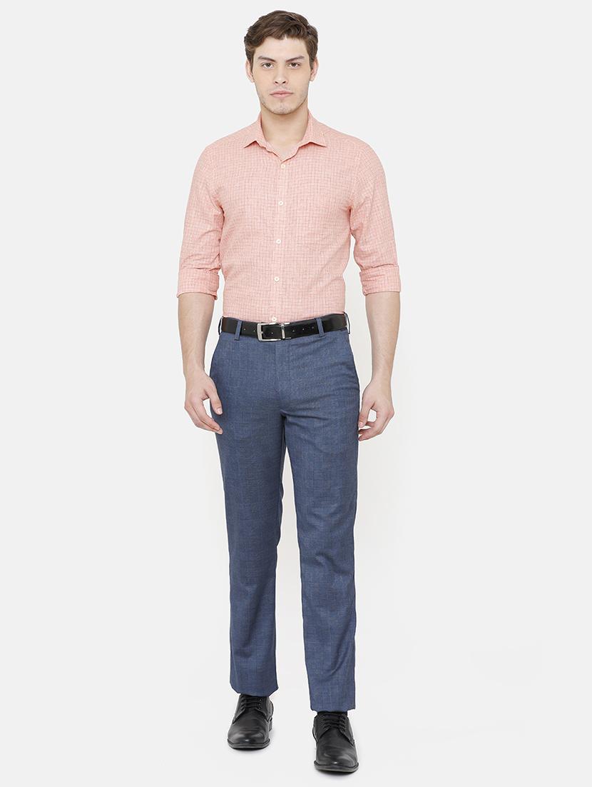 orange linen checkered formal shirt - 16781150 - Zoom Image - 4