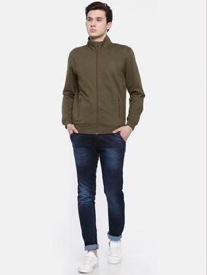 green solid fleece casual jacket - 16781897 - Standard Image - 4