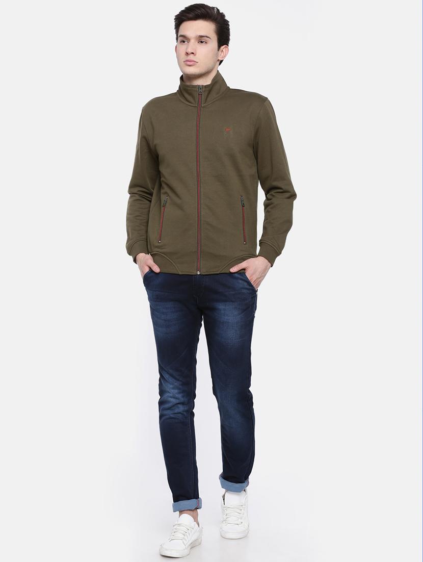 green solid fleece casual jacket - 16781897 - Zoom Image - 4