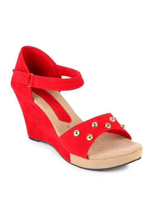 red closed back wedges - 16782290 - Standard Image - 1