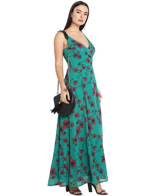 overlap neck floral maxi dress - 16782854 - Standard Image - 4