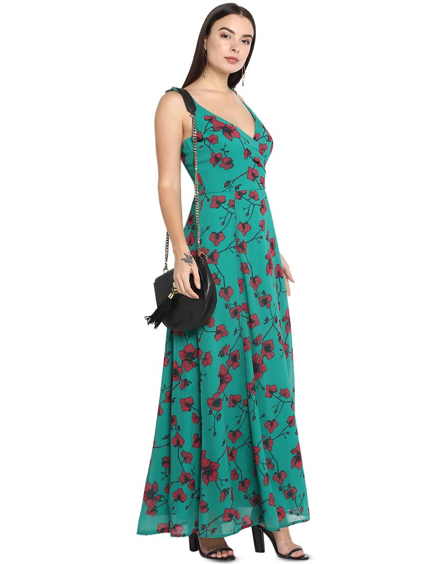 overlap neck floral maxi dress - 16782854 - Zoom Image - 4