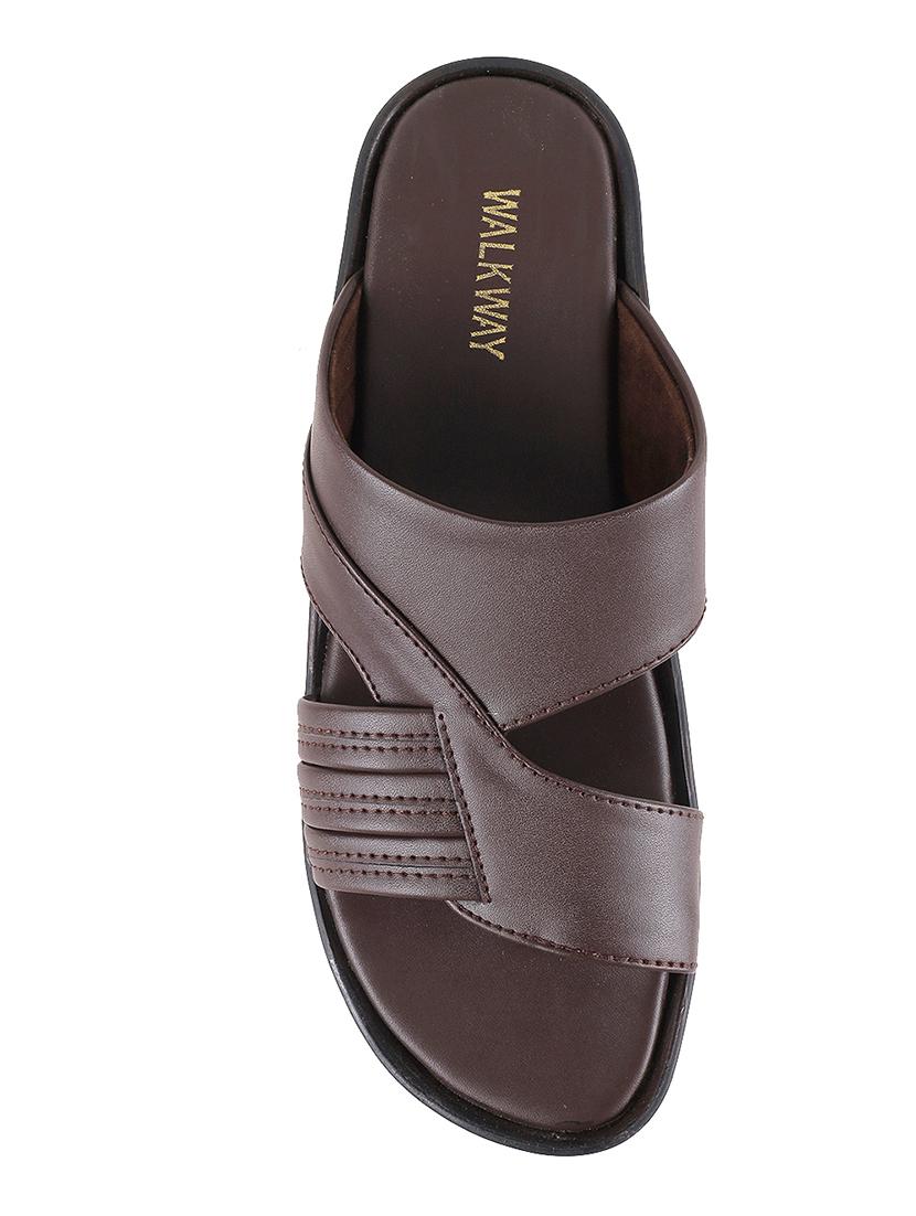 brown leather slip on slippers - 16783095 - Zoom Image - 4