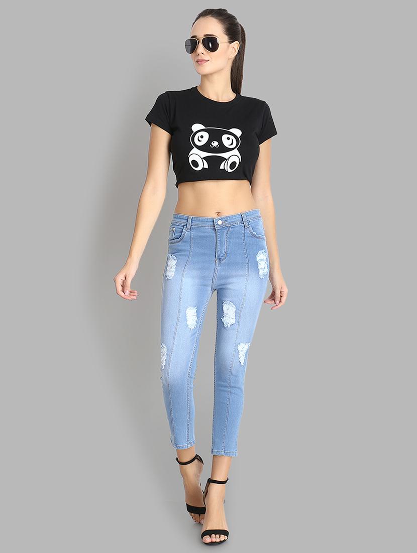 high rise distressed jeans - 16783508 - Zoom Image - 4