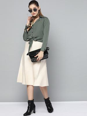 tie front solid shirt - 16784918 - Standard Image - 4