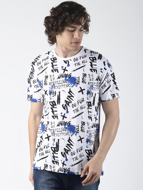 white all over printed t-shirt - 16785802 - Standard Image - 1