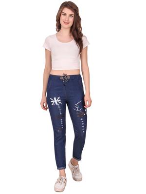 drawstring waist printed jeans - 16785845 - Standard Image - 4