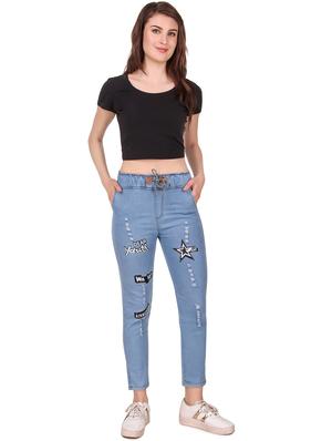 drawstring waist printed jeans - 16785846 - Standard Image - 4