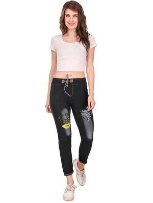 drawstring waist printed jeans - 16785853 - Standard Image - 4