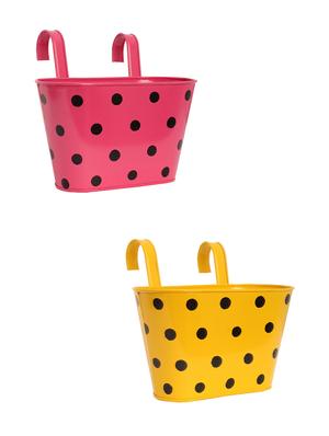 oval hanging dotted railing planters (set of 2) - 16786332 - Standard Image - 4