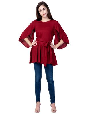 tie front bell sleeved top - 16787758 - Standard Image - 4