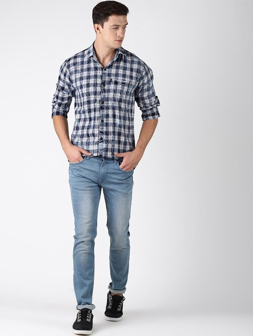 blue checkered casual shirt - 16788424 - Zoom Image - 4