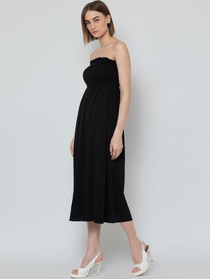smocked detail off shoulder a-line dress - 16792355 - Standard Image - 4