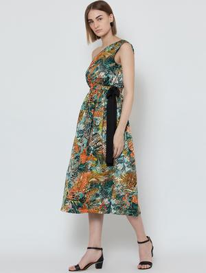 single shoulder tropical a-line dress - 16792373 - Standard Image - 4