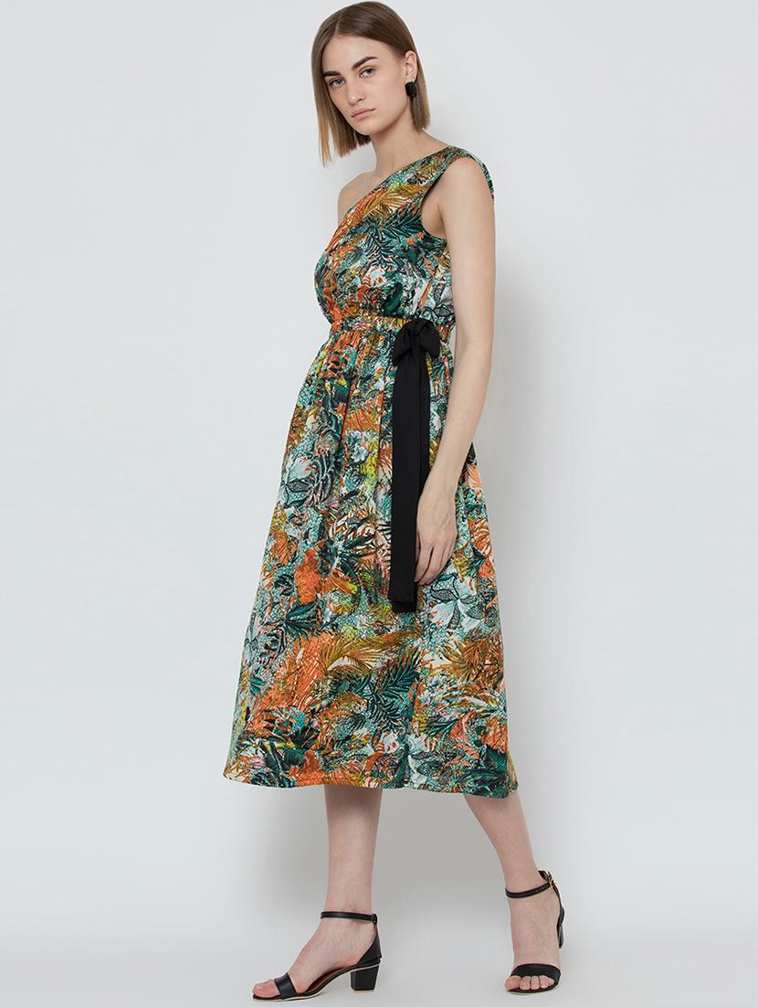 single shoulder tropical a-line dress - 16792373 - Zoom Image - 4