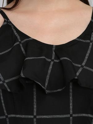 round neck grid pattern a-line dress - 16792449 - Standard Image - 4