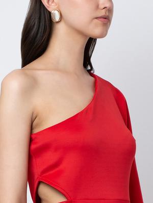 single shoulder flared dress - 16792512 - Standard Image - 4
