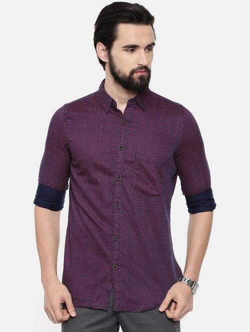 navy blue printed casual shirt - 16792777 - Standard Image - 1