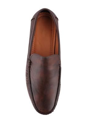 brown leatherette slip on loafers - 16792821 - Standard Image - 4