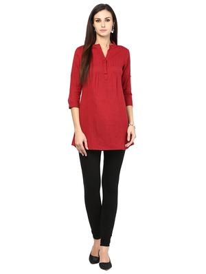 maroon cotton aline kurti - 16794513 - Standard Image - 4