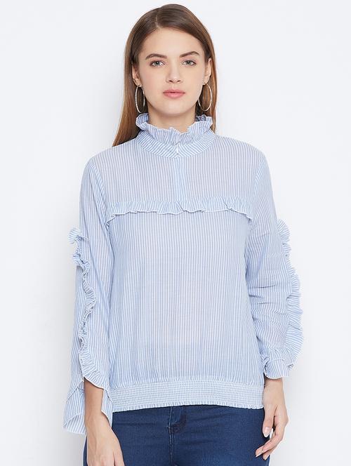 frill detail striped top - 16796192 - Standard Image - 1