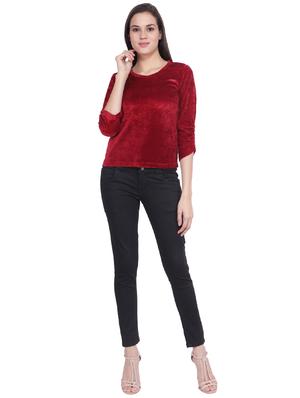 round neck velvet top - 16796870 - Standard Image - 4