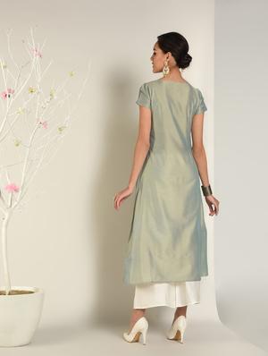 solid asymmetric kurta - 16797535 - Standard Image - 4