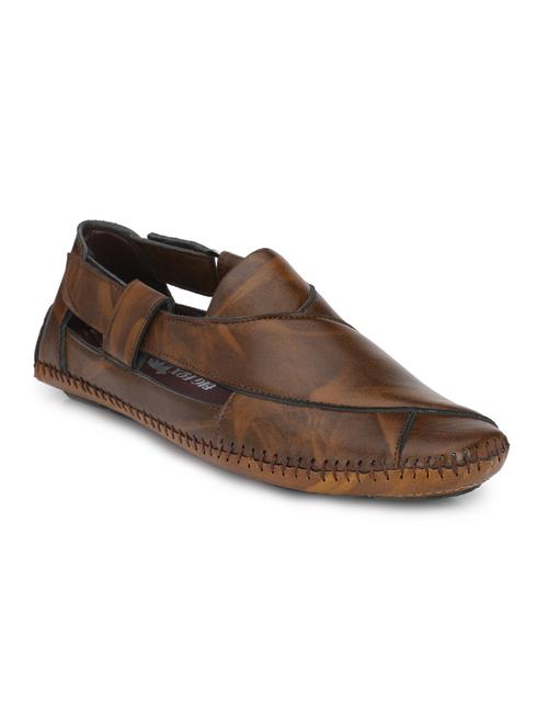 brown leatherette slip on sandals - 16798314 - Standard Image - 1