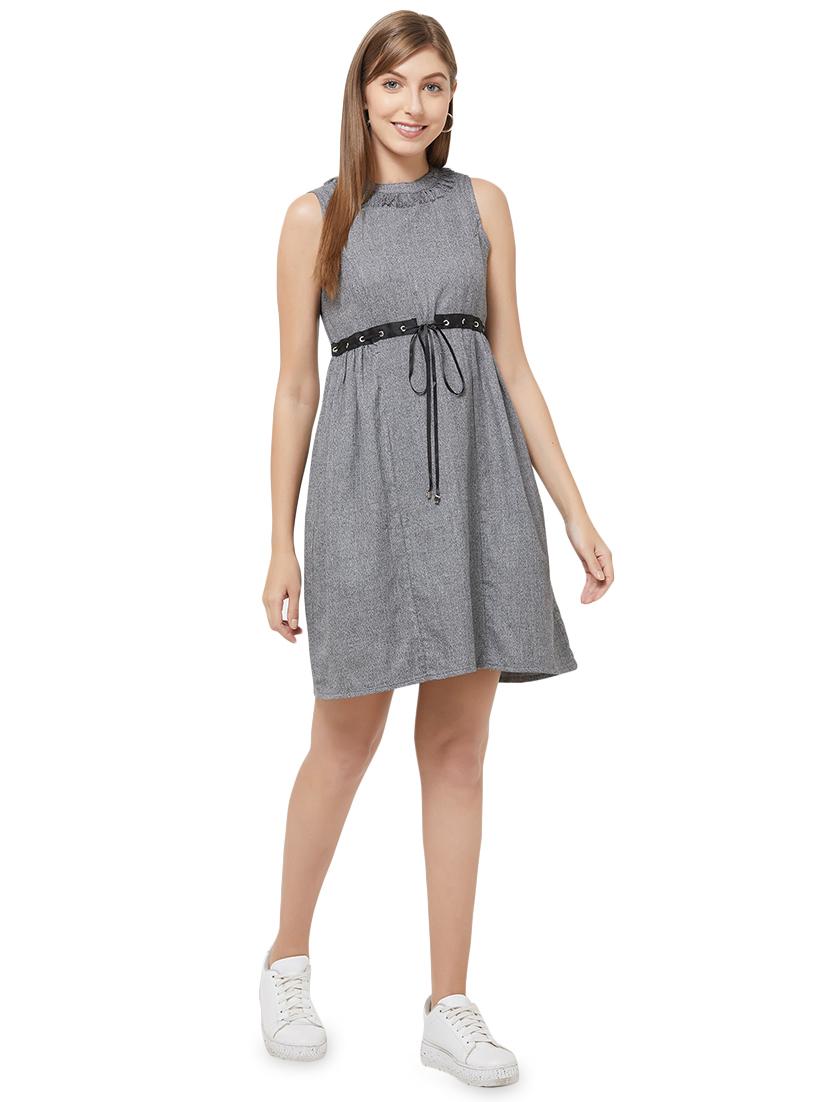 tie front fringe detail a-line dress - 16800835 - Zoom Image - 4