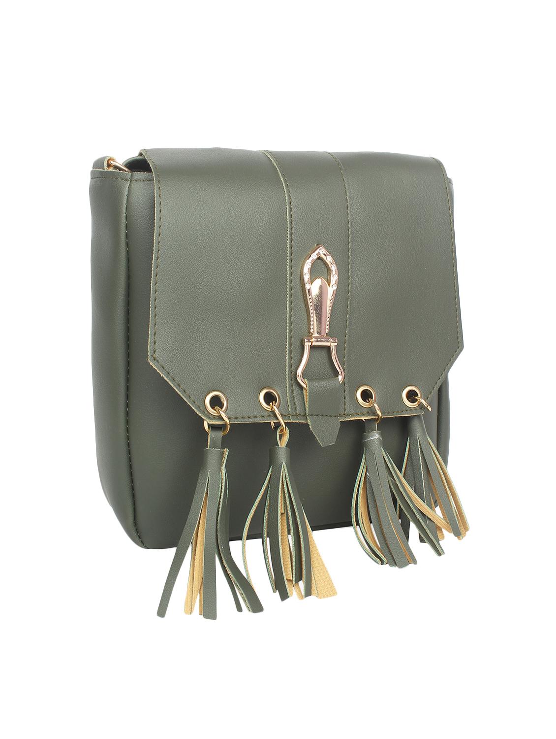 green leatherette regular sling bag - 16801087 - Zoom Image - 4
