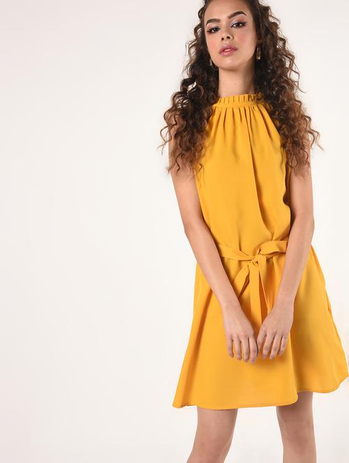 tie front halter neck a-line dress - 16802276 - Standard Image - 1