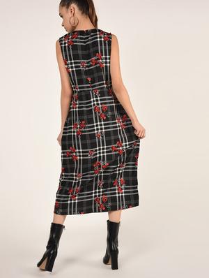 round neck checkered midi dress - 16802278 - Standard Image - 4