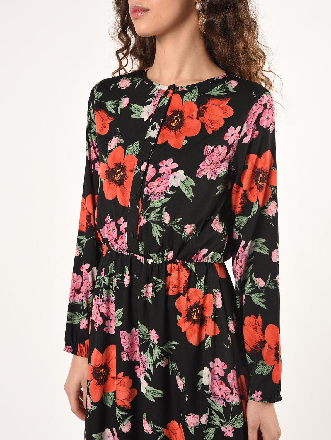 round neck floral blouson maxi dress - 16802290 - Zoom Image - 4