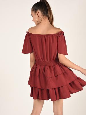 off shoulder ruffled dress - 16802292 - Standard Image - 4
