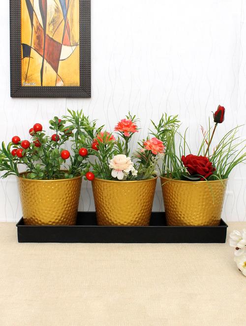 round basket planters with bottom tray ( set of 3 ) - 16804291 - Standard Image - 1