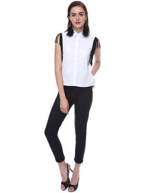 fringe laced sleeveless shirt - 16804880 - Standard Image - 4