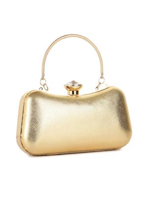 gold leatherette box clutch - 16806513 - Standard Image - 4