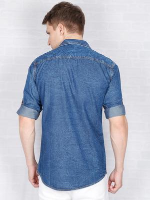 blue faded denim casual shirt - 16809234 - Standard Image - 4