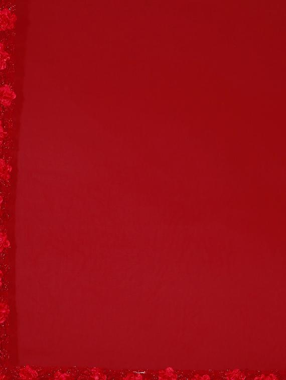 solid bordered saree with blouse - 16809517 - Zoom Image - 4