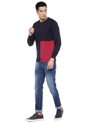 navy blue color block pullover - 16809648 - Standard Image - 4