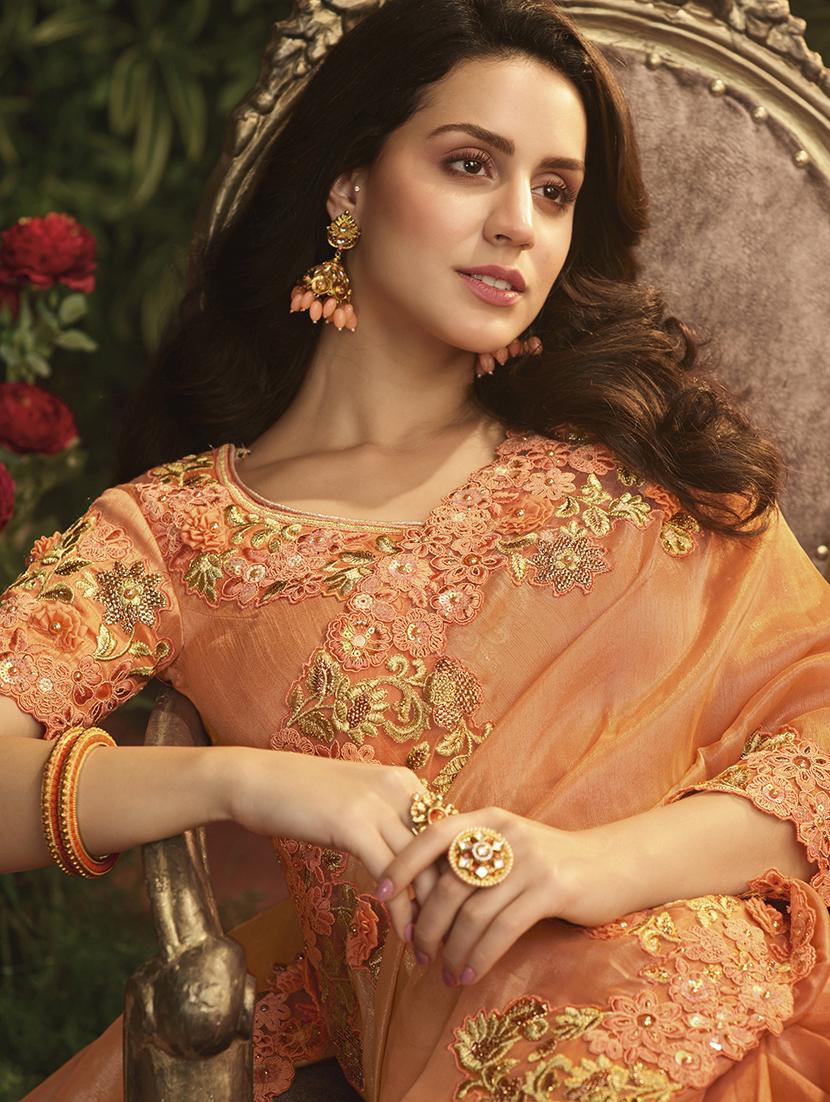 solid bordered saree with blouse - 16810297 - Zoom Image - 4