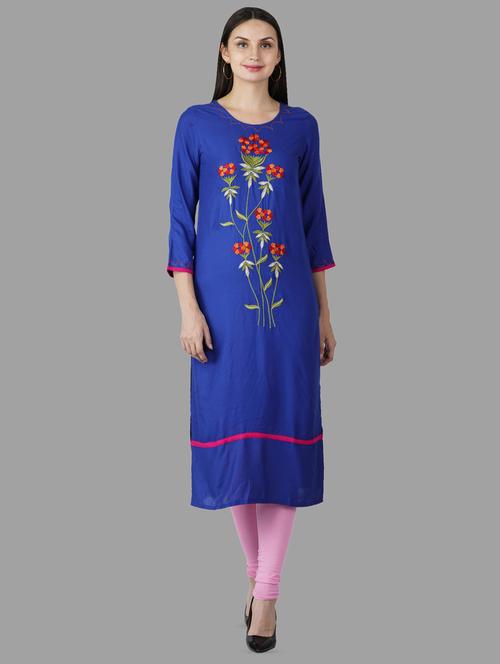 embroidered straight kurta - 16810420 - Standard Image - 1