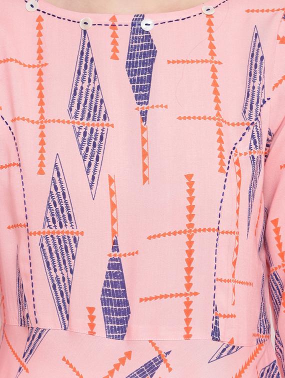 printed flared kurta - 16810426 - Zoom Image - 4
