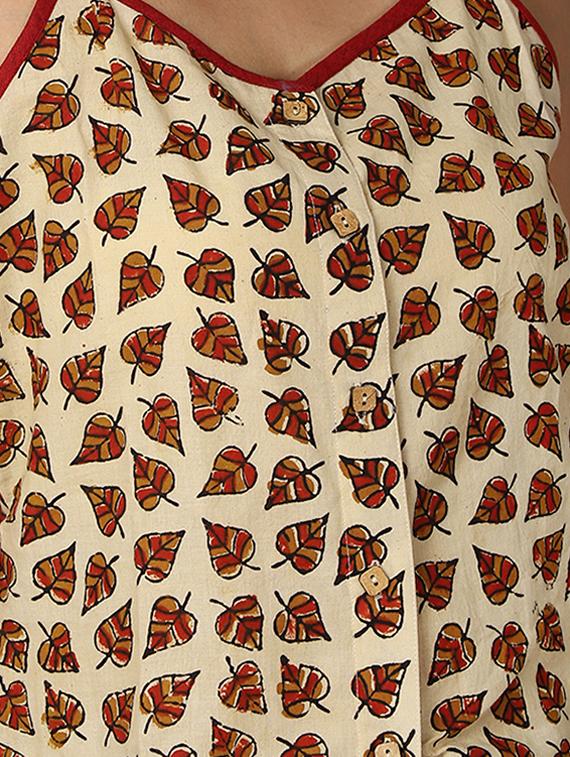 tie front leaf print crop top - 16812206 - Zoom Image - 4