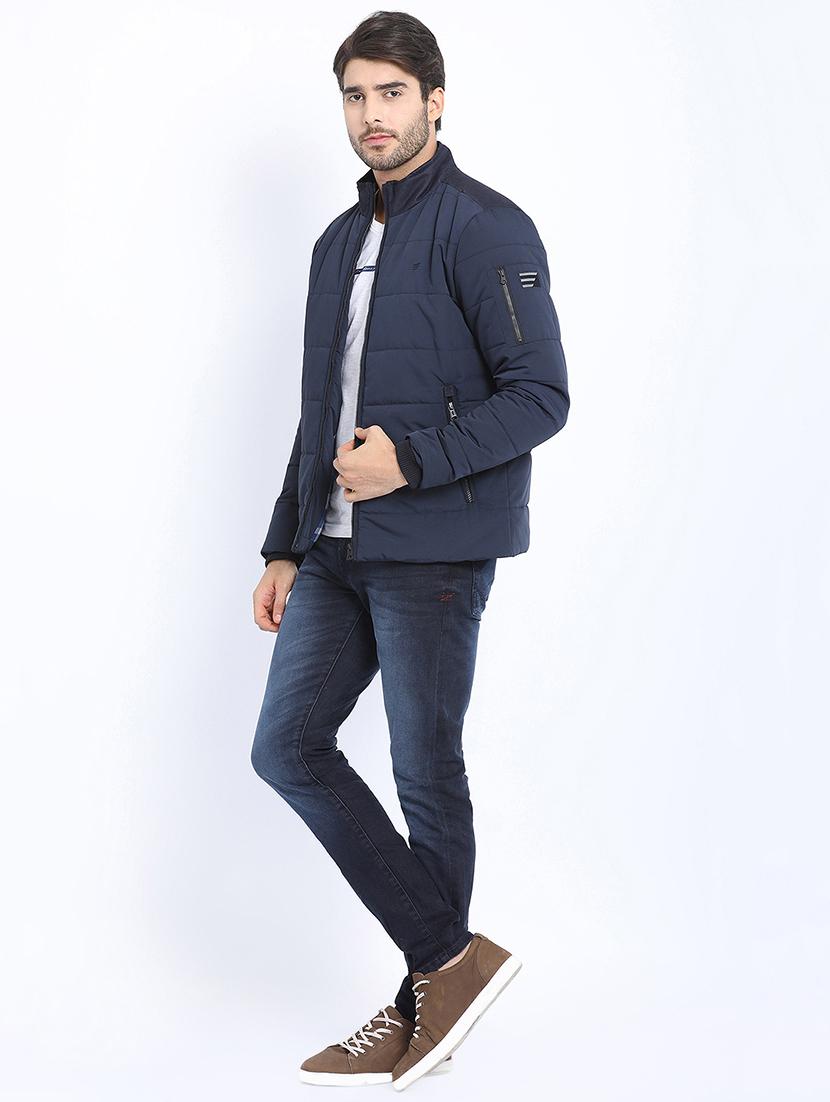 navy blue solid quilted jacket - 16812631 - Zoom Image - 4