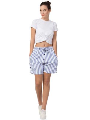 tie front button detail striped shorts - 16813444 - Standard Image - 4