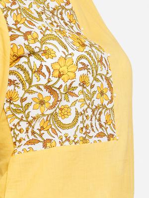 contrast yoke straight kurta - 16813460 - Standard Image - 4