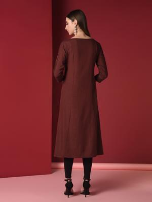 solid contrast a-line kurta - 16817422 - Standard Image - 4